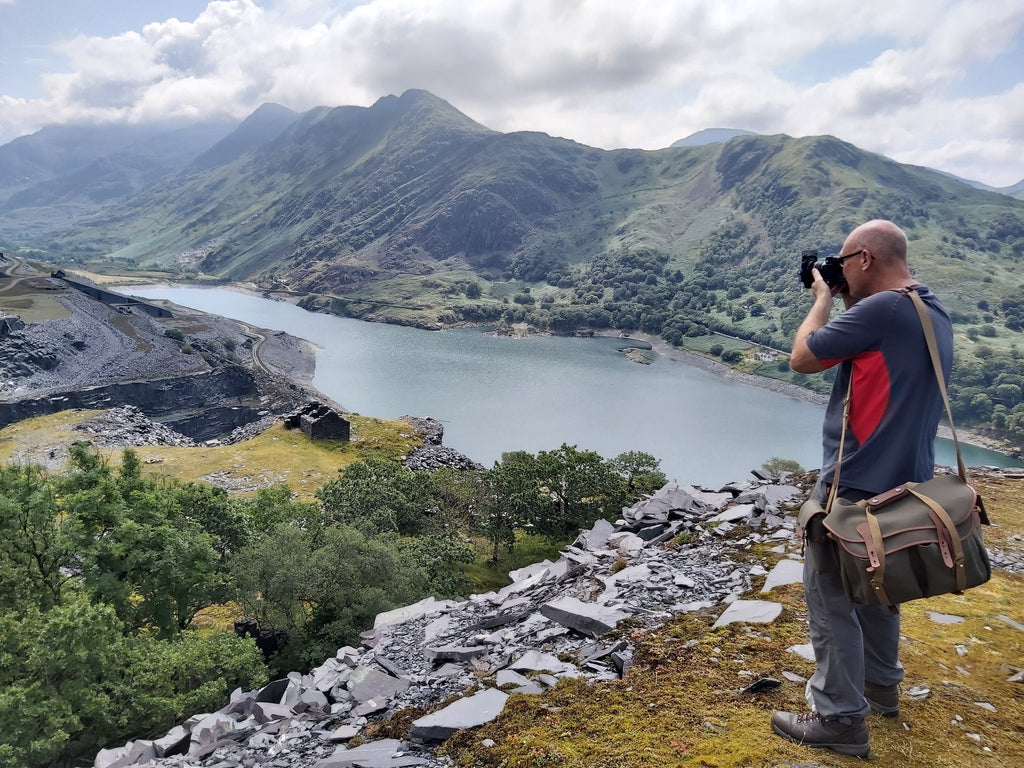 Mark Gilligan in Snowdonia with his Billingham 445 Camera Bag