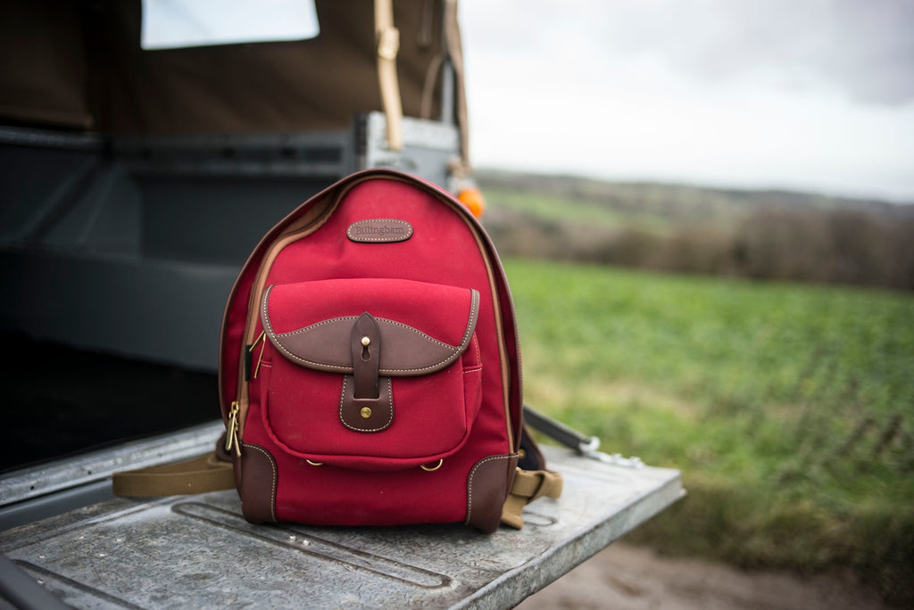 1964 Series 2a Land Rover with Rucksack 35 in Burgundy Canvas and Chocolate Leather. Photo by Lara Platman.