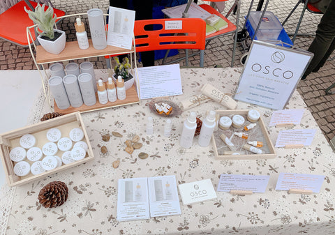 osco pollution defense serum, handmade market, stall display, osconatural