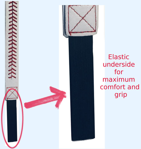 Elastic Underside of Softball / baseball headband allows for one size fits most.  The athletic headband stretches to stay in place.