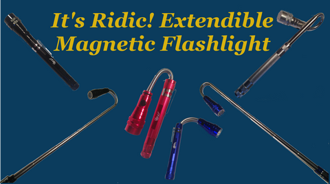 Extendible Magnetic Flashlight w/ MIRROR