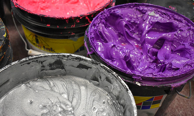Close Up of Ink for Screen printing Silver Purple Pink