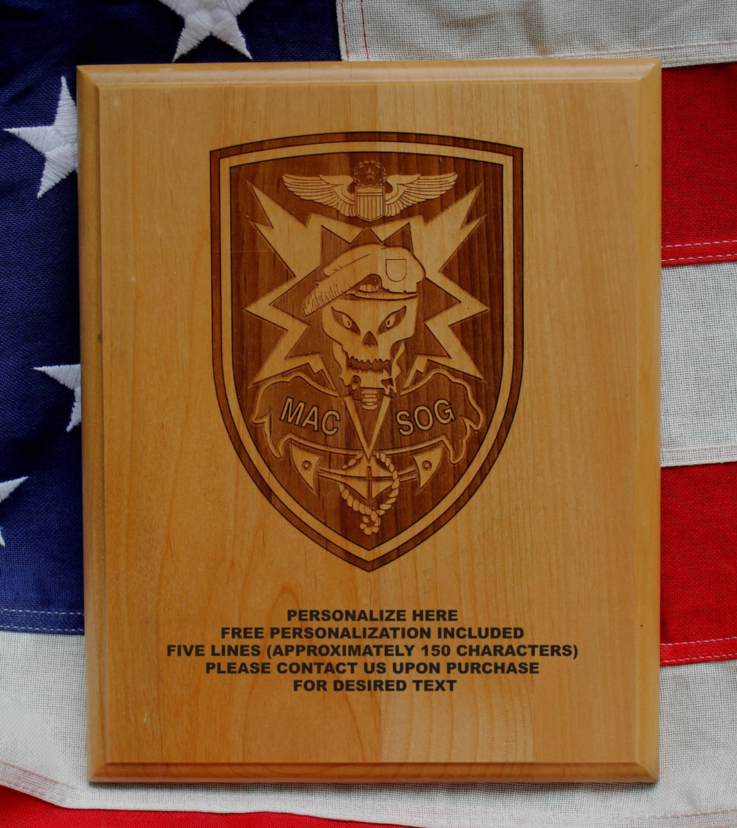 Army MACV SOG laser engraed personalized plaque USA Green
