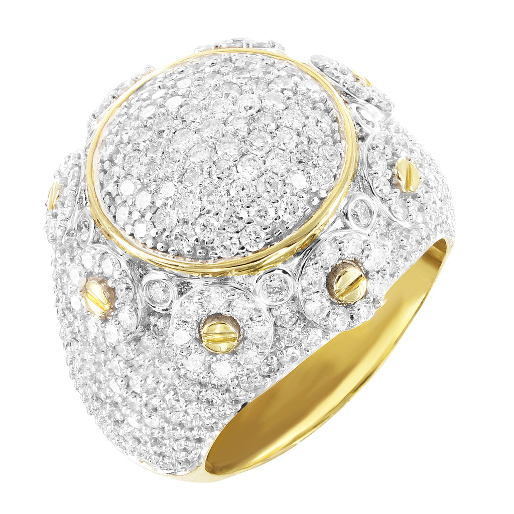 10K Ladies Yellow Gold Round Diamond Flower Cluster Engagement Wedding Ring .27c