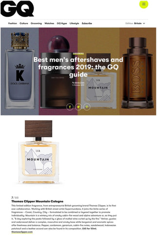 Thomas Clipper aftershave in British GQ men's fragrances of 2019