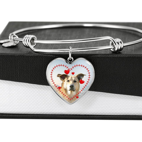 Cute Chinook Print Luxury Heart Charm Bangle-Free Shipping