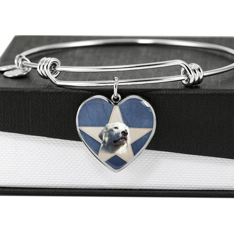 Great Pyrenees Print Luxury Heart Charm Bangle-Free Shipping