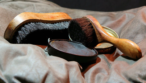 Leather shoe polish and brushes