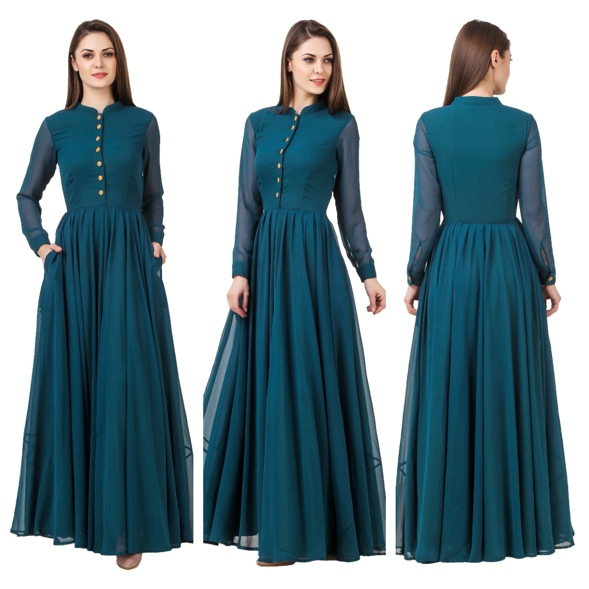 long maxi gown full sleeves