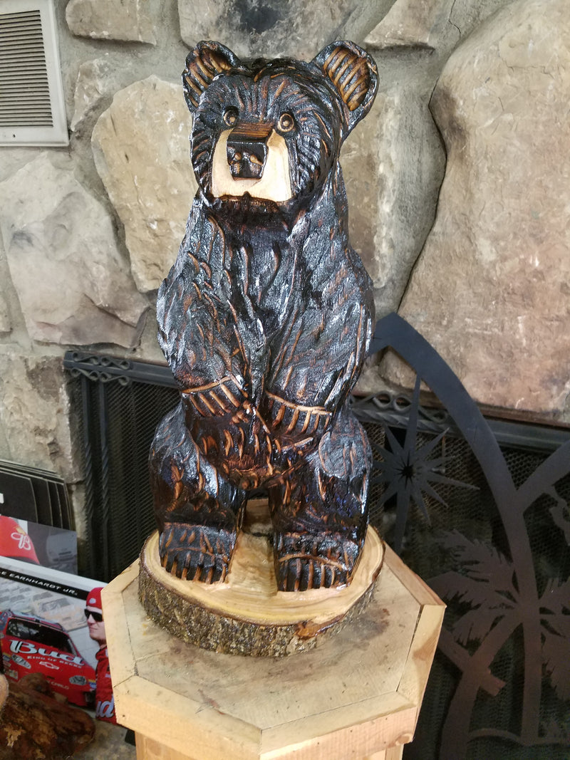 chainsaw carved standing bear – make it magic
