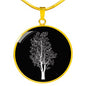 Birch Tree at Night - Circle - Lux. SS or 18k GF Small Snake Chain Necklace