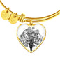 Willow Tree at on White – Heart Charm – Luxury Surgical Steel or 18k GF on Surgical Steel Bangle