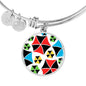 Umbrellas 1 on White - Circle Charm - Luxury SS or 18K GF Surgical Steel Bangle