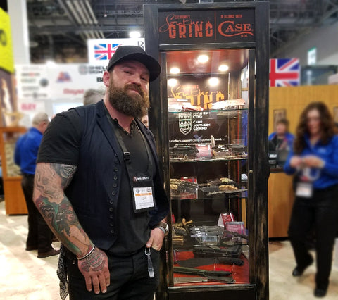 Zac Brown Stands Next To Display Of Southern Grind Knives