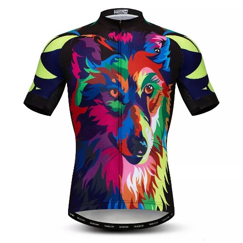 Coloured wolf cycling jersey – Pulling 