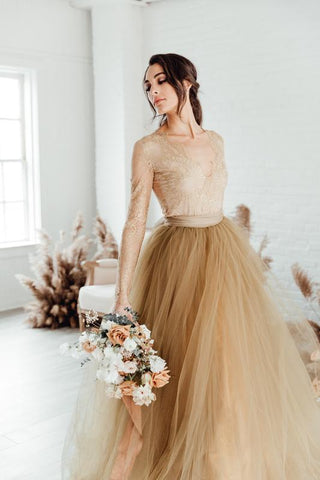 Rock the Frock Bridal boutique | Modern bridal wear | Sweet Caroline Styles | Gold wedding dress