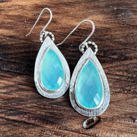 Tear Drop Chalcedony Earrings