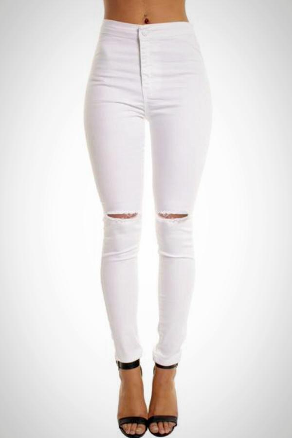 high waisted distressed jeggings