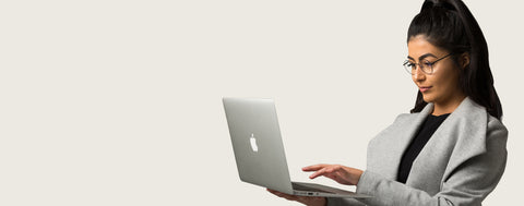 Woman working on a laptop