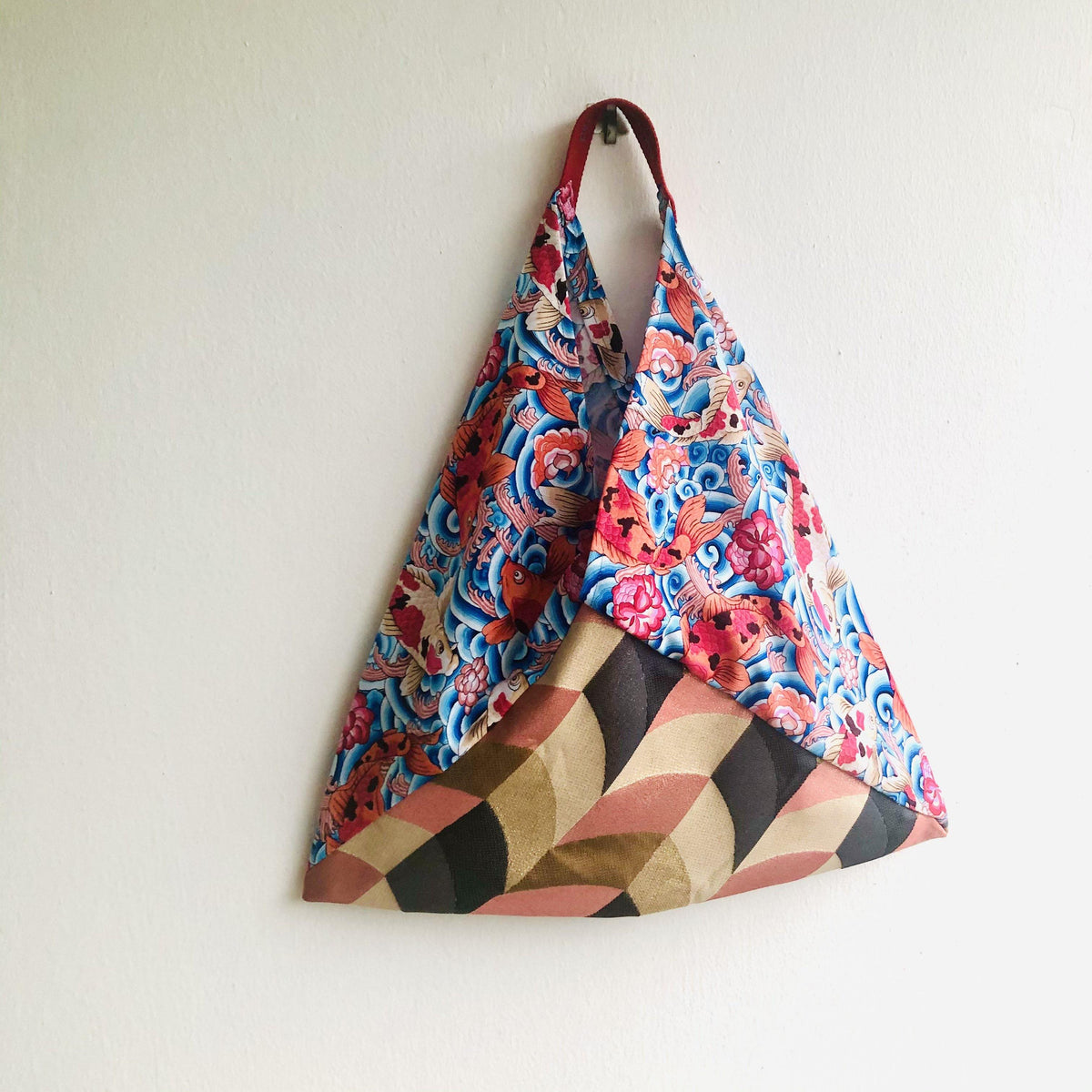 Origami bento bag , shoulder tote bag , handmade Japanese inspired ben
