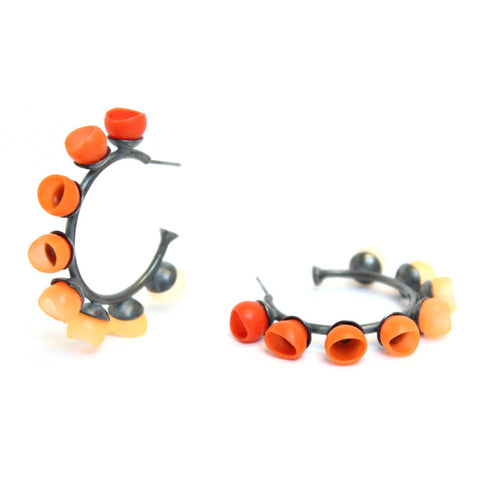 orange fade cup hoop earrings