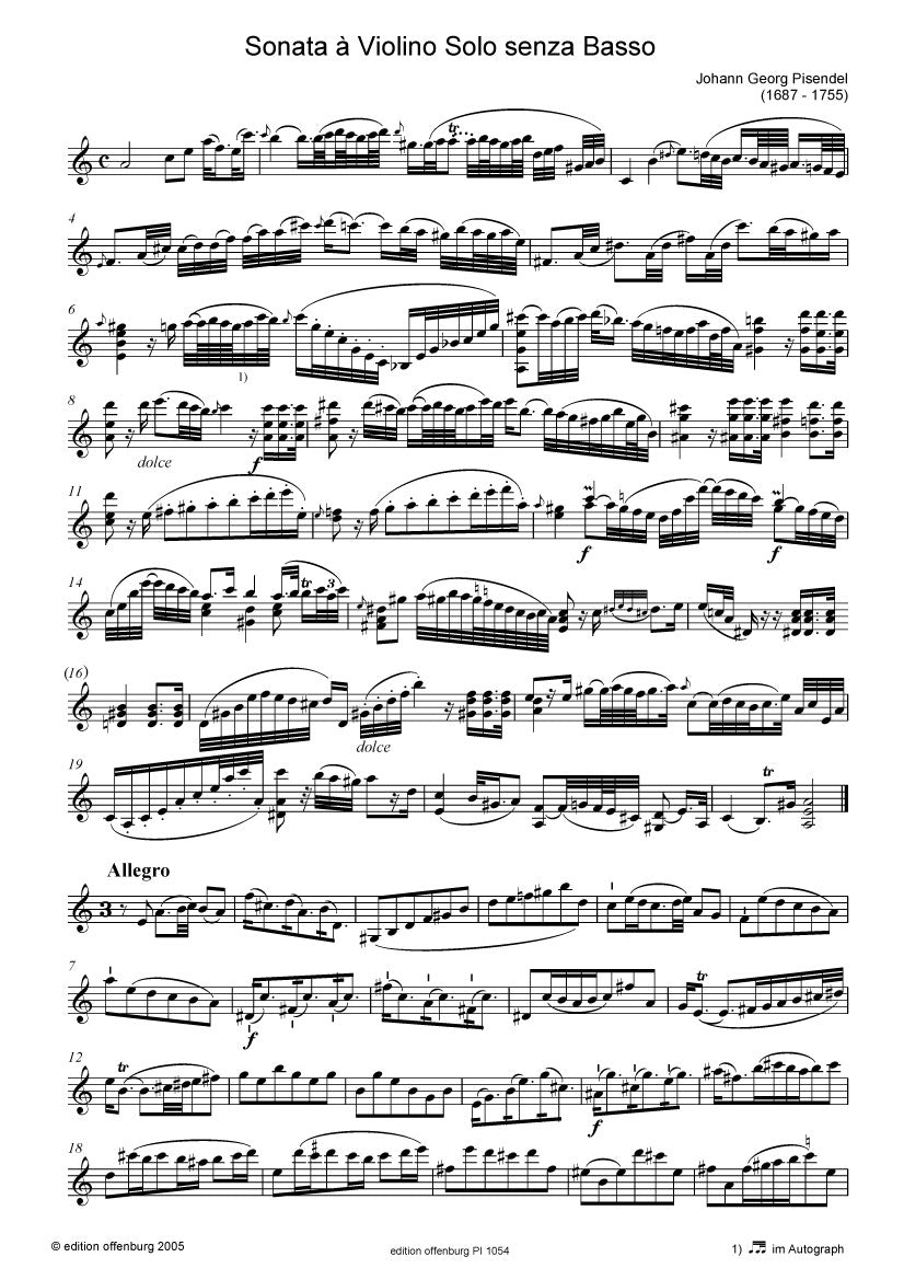 Johann Georg Pisendel: Sonate à Violino Solo senza Basso – edition offenburg