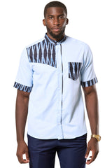 men blue african print shirt