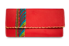 red african print clutch purse