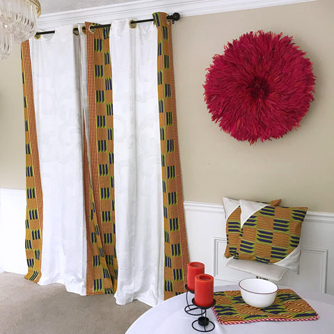 kente african print curtains pillows cushions placemats