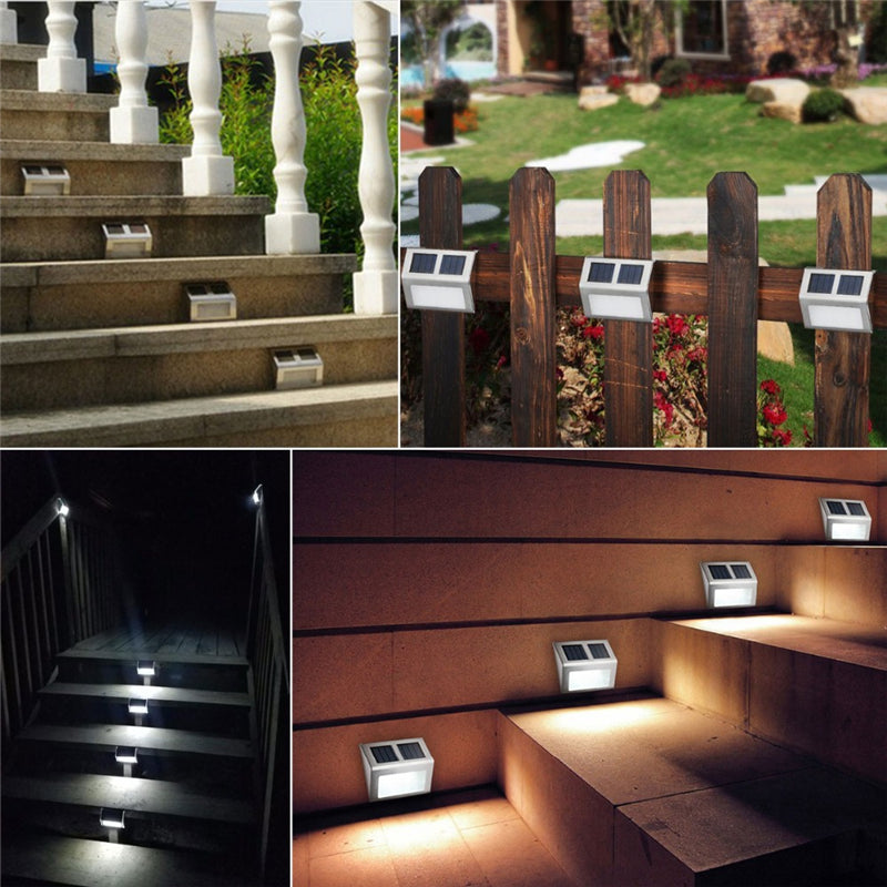 

Lampă Solară, 2 LED-uri, Oțel inoxidabil, pentru scări, Gard, Grădină, Perete