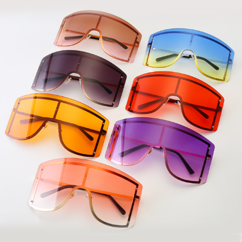 

Ochelari de soare moderni, protecție de vânt, ochelari cu culori în degrade și ramă subțire, pentru femei