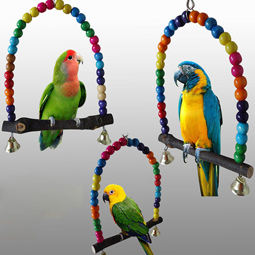 

Jucărie de decor pentru colivie, pentru balansare, cu mărgele și clopoței, pentru papagali sau peruși