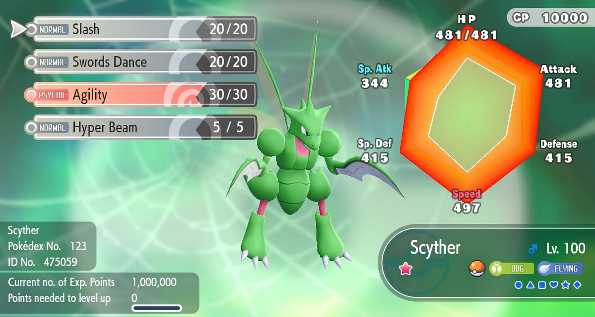 Shiny Scyther Pokemon Let S Go 6iv Pokemon Shiny Pokemon