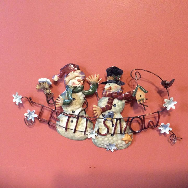 Metal Snowman Wall Hanging Sign ~ Let It Snow