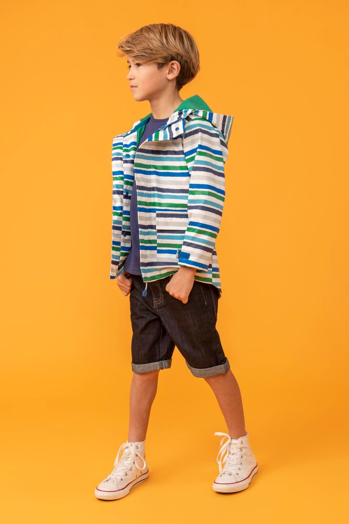 Boy's Coats - Anchor - Striped Raincoat