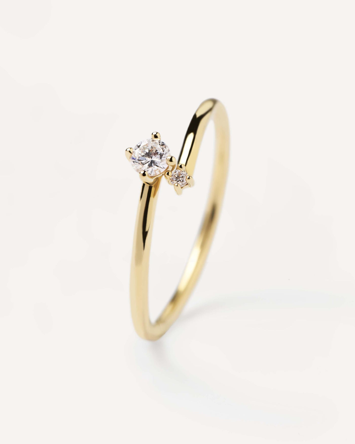 Diamonds and Yellow Gold Duo Ring - 18K solid yellow gold