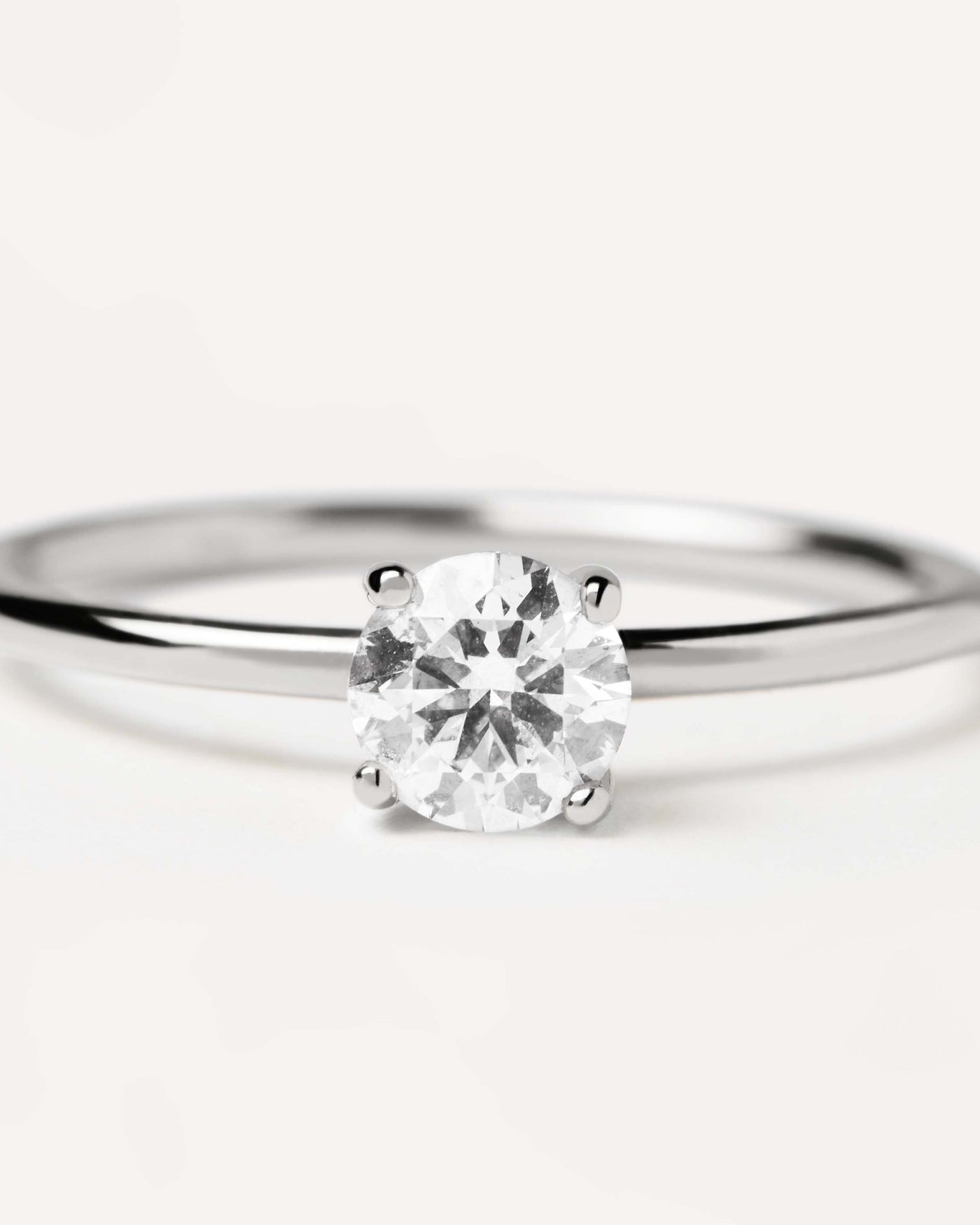 Diamonds and White Gold Solitaire Supreme Ring - 18K solid white gold