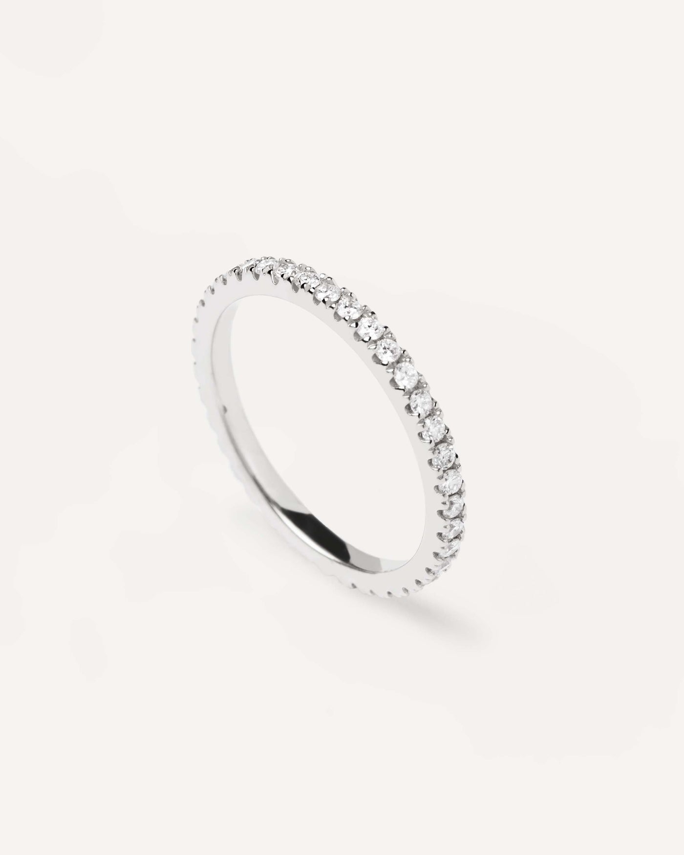 Diamonds and White Gold Eternity Medium Ring - 18K solid white gold