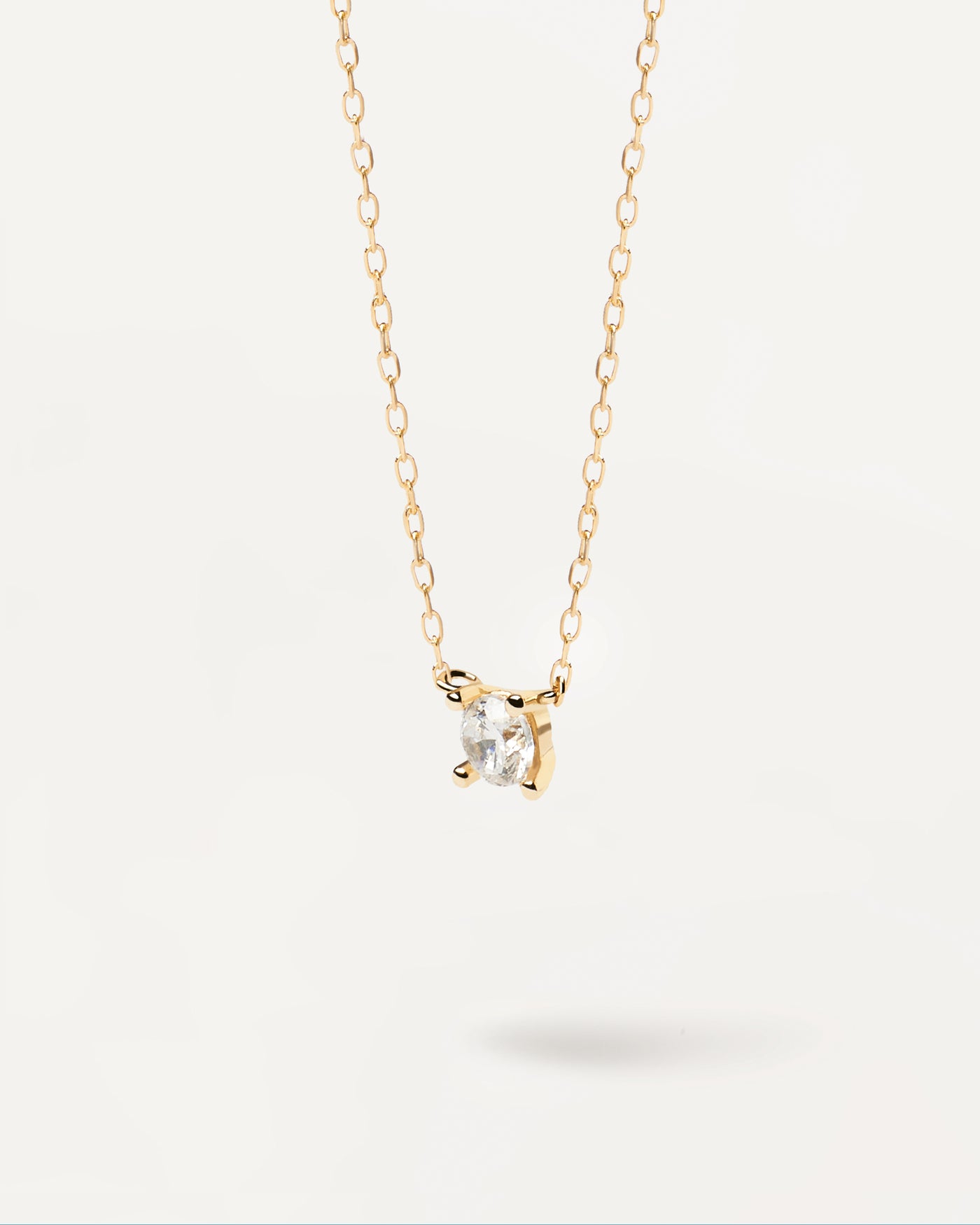 Diamonds and Yellow Gold Solitaire Mini Necklace - 18K solid yellow gold