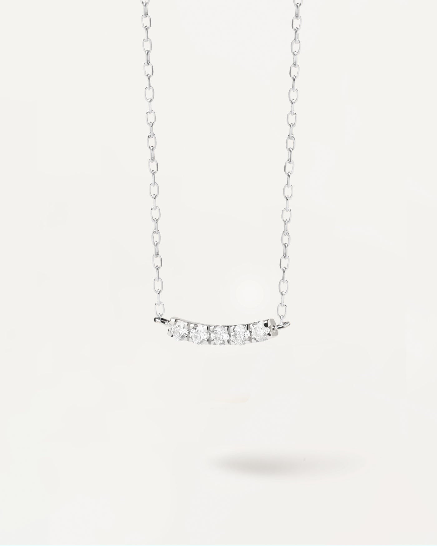 Diamonds and White Gold Eternity Necklace - 18K solid white gold