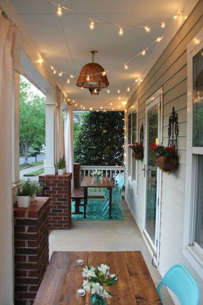 String Lights on the Front Porch