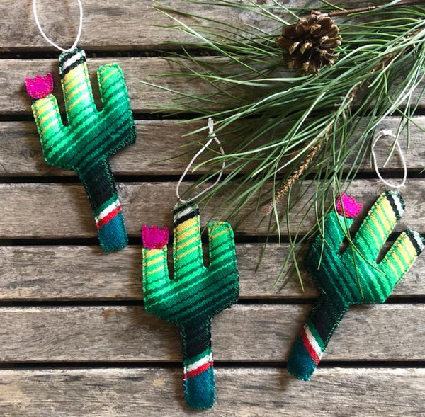 Set of 3 Serape Cactus Ornaments