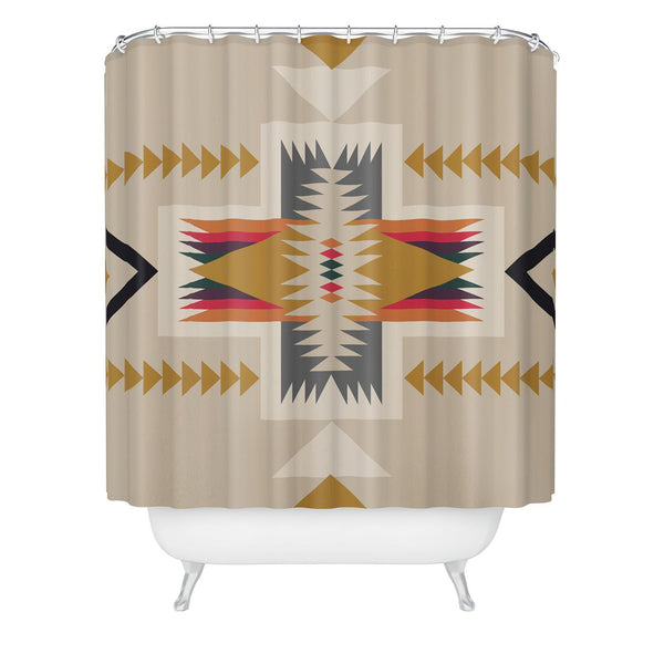 Golden Aztec Shower Curtain