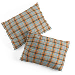 FALL PLAID WITH ORANGE AND BLUE Pillow Shams