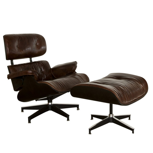 leather arm chair with foot stool