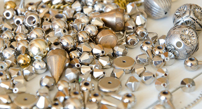 closeup of metallic beads