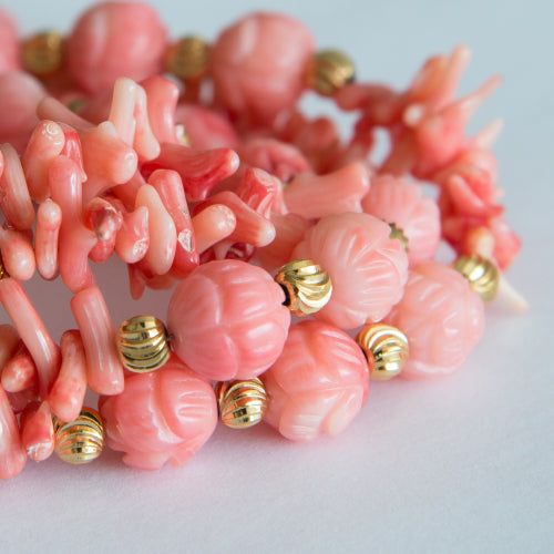 necklace with pink coral beads