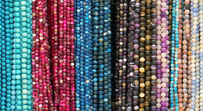 strands of multicolored beads