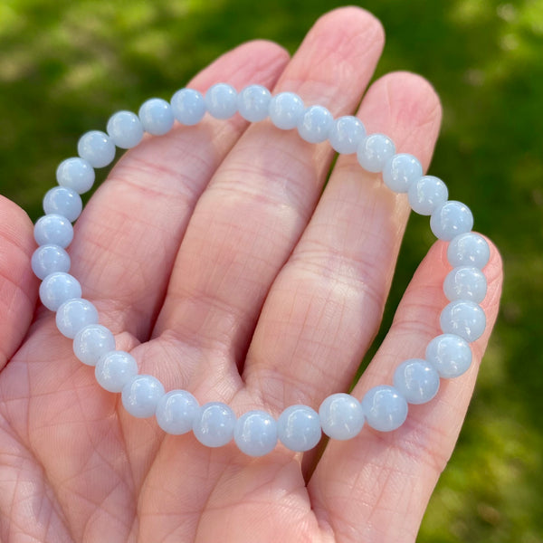 Angelite Bracelet, 6mm Bead