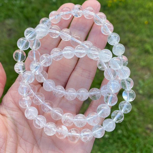 Clear Quartz Bead Bracelet, 8mm